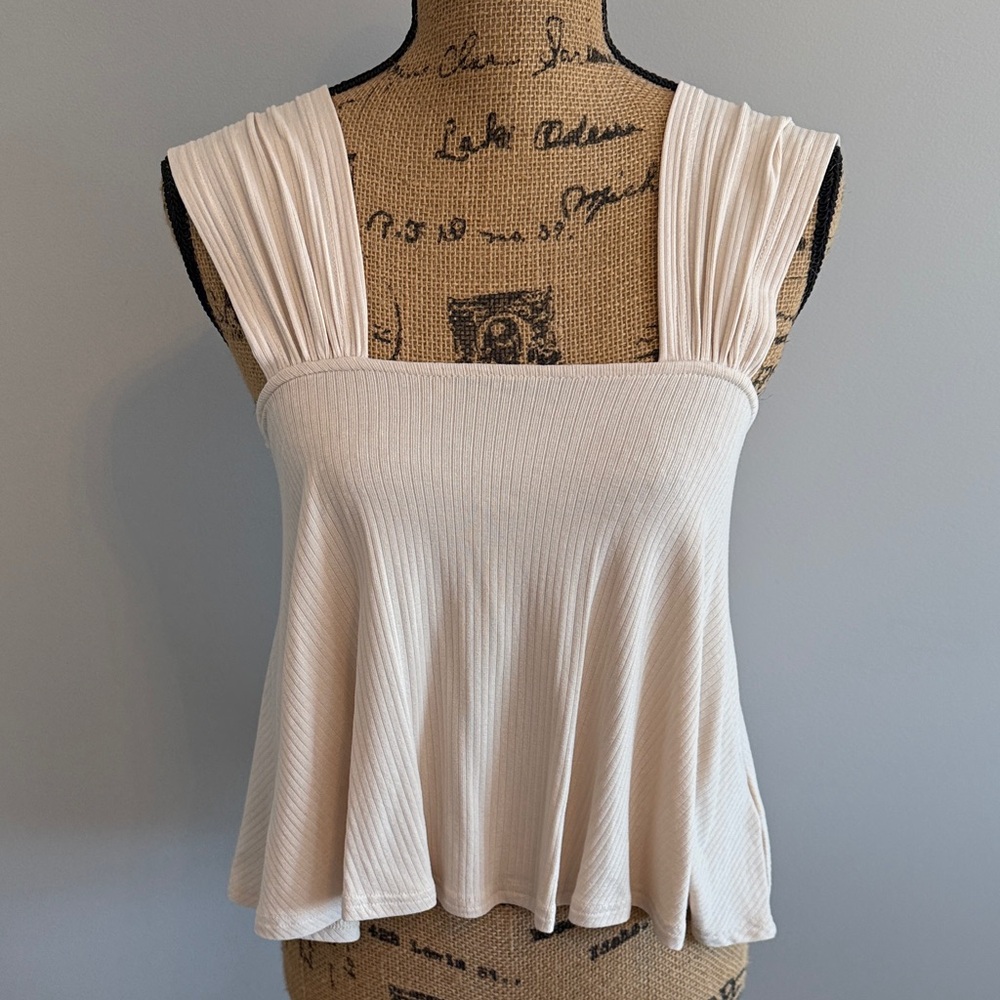 NWT Ribbed Natural Cropped Tank Top, Small
